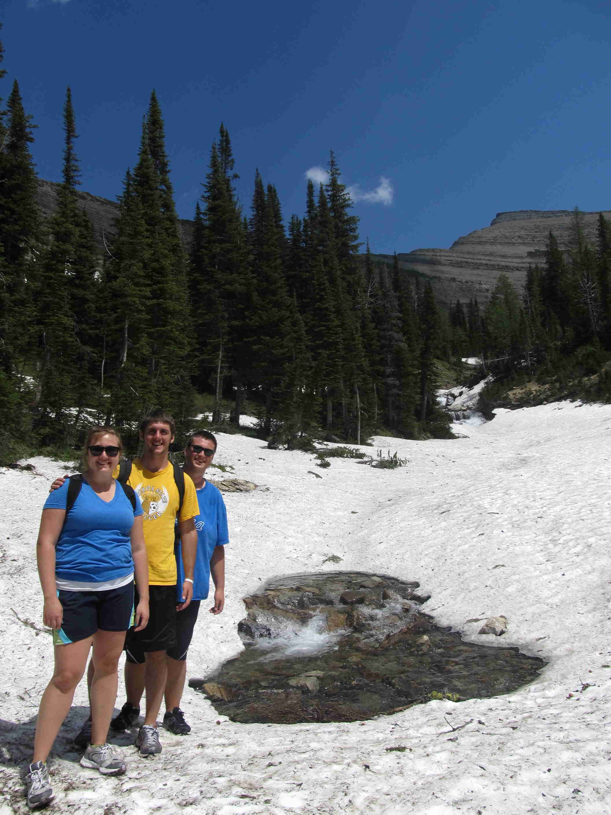 Stream flowing beneath snow